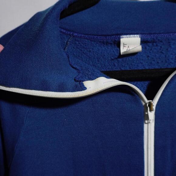 VTG 70s Tultex Blue Full Zip Sweatshirt Stripes Athletic Jacket USA‎ Made Mens M - Picture 3 of 5